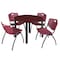 Kee Kee Round Table & Chair Set, Wood, Metal, Plastic Top, Mahogany TB48RNDMHBPBK47BY - alternate 1
